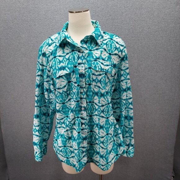 Jones New York Tops - Jones New York Women's Sport 100% Linen Button Down Shirt tie-dye Design Size 1X